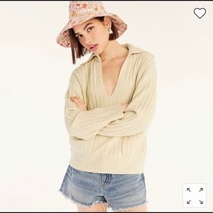 J Crew Collared cotton-bouclé beach sweater size S